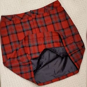 Eddie Bauer Red Grey Tartan Plaid Wool Skirt, Lined, SZ 12, LIKE NEW!